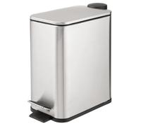 mDesign Slim Metal 1.3 Gallon Step Trash Can Lid/Liner Bucket Stainless Steel