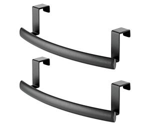mDesign Spira Collection Spira Lot de 2 Barres Porte-Serviettes incurvées en Acier pour Porte de Placard, Cuisine, Salle de Bain, essuie-Mains, torchons et Gants de Toilette, Noir