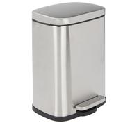 mDesign Steel Rectangular 1.3 Gallon Step Trash Can avec Lid, Brushed Chrome