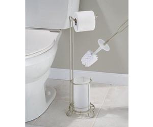 mDesign Support de papier toilette Brosse à WC Brosse 2 en 1 indépendante argentée