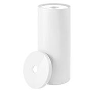 mDesign Support de Papier Toilette Moderne en Plastique avec Couvercle - Rangement Vertical pour 3 Rouleaux de Papier Toilette - Peut contenir de Grands Rouleaux de Papier Toilette - Blanc