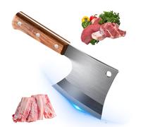 MDHANDD Hachette 15cm Lame - Couteau Boucher Professionnel pour Os et Viande, Couteau Viande en Acier Inoxydable, Manche en Poirier - Couteau de Boucher pour Usage Intensif (poignée marron)