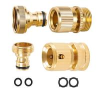 Mdlufee Lot de 4 connecteurs de robinet de tuyau d'arrosage en laiton extensible de 1,9 cm mâle et femelle, connecteur d'extrémité de tuyau, raccord rapide pour robinet et pulvérisateur