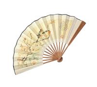 MDSIOKHJ Éventail de Tai Chi Grand éventail en Soie de 10 Pouces, Style Ancien, Pliable, Fait à la Main, Hanfu, Classique, for Homme(Color 01)