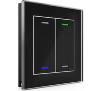 MDT KNX Bouton-poussoir en verre II Light 2 voies RGBW, thermostat, noir, neutre, 1 pièce.