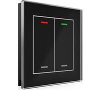 MDT KNX Bouton-poussoir en verre II Light double RGBW, noir, neutre, 1 pièce.