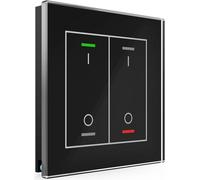 MDT KNX Bouton-poussoir en verre II Light double RGBW, thermostat, noir, commutation, 1 pièce.