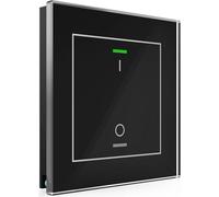 MDT KNX Bouton-poussoir en verre II Light simple RGBW, thermostat, noir, commutation, 1 pièce.