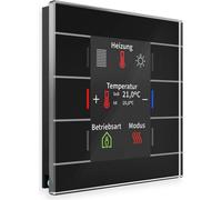 MDT KNX Bouton-poussoir en verre II Smart avec écran couleur et capteur de température, noir, 1 pièce.