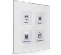 MDT KNX Bouton-poussoir en verre quadruple Plus blanc avec film d'étiquetage, 1 pièce.