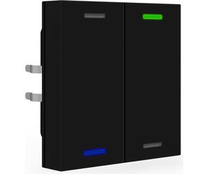 MDT KNX Bouton-poussoir Light 55 double, RGBW, capteur de température, noir mat, neutre, 1 pièce.