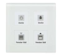 MDT KNX Bouton-poussoir en verre quadruple Plus blanc avec film d'étiquetage, 1 pièce.