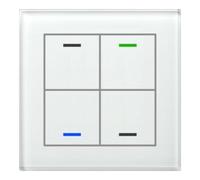 MDT KNX Bouton-poussoir en verre II Light quadruple blanc Up, 1 pièce.