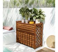 MDXVRKYBC Cache Climatiseur Exterieur en Bois Massif Protection Climatiseur Exterieur Housse Sunproof Et Waterproof, Cadre Décoratif pour Un Espace Extérieur Élégant(85x35x75cm)