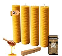 ME HECHIZAS TU Kit rituel avec bougies au miel XL | 100 % cire d'abeille pure + Palo Santo | 4 bougies artisanales parfum miel | Comprend QR avec rituel abondance et prospérité (jours 11 et 22) | 100