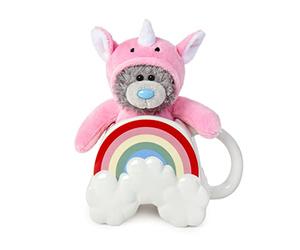 Me To You Bear Mug en forme d'arc-en-ciel et coffret cadeau licorne en peluche, rose, blanc, céramique