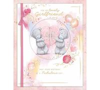 Me To You Tatty Teddy Carte d'anniversaire faite à la main pour ma petite amie, Tatty Teddy tenant un cœur enveloppé rose 20 x 25 cm - Collection officielle