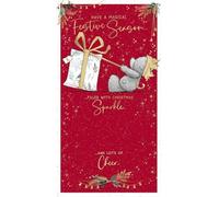 Me To You Tatty Teddy Carte de Noël avec détails en feuille d'or 12,7 x 22,9 cm - Collection officielle