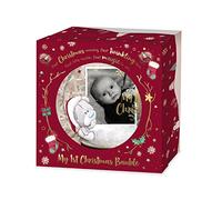Me to You XGT92005 Boule de Noël en Verre avec Photo Bleu/doré/Gris/Rouge