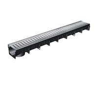 MEA Caniveau extérieur MEAPARK 1 m avec Grille en Acier galvanisé | Pour terrasse, piscine, jardin 15 piéton - Largeur utile 10 cm
