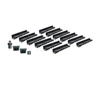 MEA Pack de 12 caniveaux extérieurs MEAPARK à Fente en PP Recyclé | Pour terrasse, piscine, Jardin 15 piéton - Largeur utile 10 cm