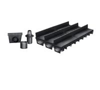 MEA Pack de 3 caniveaux extérieurs MEAPARK à Fente en PP recyclé | Pour terrasse, piscine, jardin 15 piéton - Largeur utile 10 cm