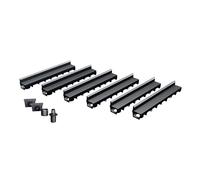 MEA Pack de 6 Caniveaux Extérieurs MEAPARK - Grille à Fente en PP Recyclé + Profil E-Blade B en INOX - Drainage Terrasse, Piscine, Jardin 15 Piéton - Largeur utile 10 cm