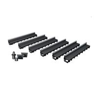 MEA Pack de 6 Caniveaux Extérieurs MEAPARK - Grille à Fente en PP Recyclé + Profil E-Blade S en INOX - Drainage Terrasse, Piscine, Jardin 15 Piéton - Largeur utile 10 cm
