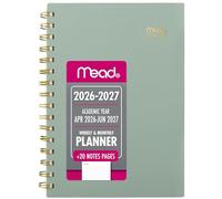 Mead CAW42093 Agenda scolaire hebdomadaire et mensuel 2026-2027 15 mois avril-juin, 14,9 x 21,6 cm, basique, herbe douce