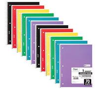 Mead Lot de 12 cahiers à spirale, 1 sujet, lignés pour l'université, 70 feuilles, lot de 12 (73703)