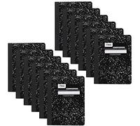 Mead Lot de 12 carnets de composition, papier ligné universitaire, 24,5 x 19,5 cm, 100 feuilles par carnet de comp, marbre noir (72938)