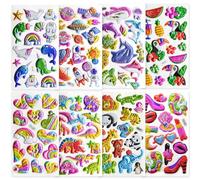Meafeng Autocollants 3D pour Enfants 2 à 4 ans, 8 Feuilles kids stickers 104 Pièces Comprenant des Animaux, la Vie Océanique, Dinosaures et Bien Plus (Bordure dorée à chaud )