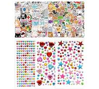 Meafeng Lot de 678 Autocollants décoratifs pour hommes et femmes - Imperméables, Stickers décoratifs animaux & strass brillants - Autocollants déco pour journal, carnet, PC, bouteille d’eau