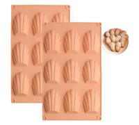 Meajore Madeleines Lot de 2 moules en silicone pour madeleine (9 cavités bronze)