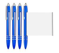 Meanju 4 Pièces Stylos à Bille en Métal Rétractables avec Feuille de Triche, 0,5 mm Stylos Bille, noires D'écriture Recharges pour étudiants, remise de diplômes, bureau, école（bleue）