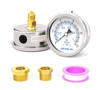 MEANLIN MEASURE 0~1BAR/0~15PSI sec en acier inoxydable 1/4"BSP 2" FACE DIAL étanche pour pompe de puits, pneu et testeur de pression d'eau, montage arrière, avec douille hexagonale 1/2"BSP et 3/8" BSP