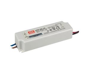 MeanWell, Éclairage : accessoires, MEAN WELL LPV-20-12, 20 W, 90 - 264 V, 20 W, 47 - 63 Hz, 1.67 A, White