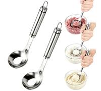 Meatball Maker Spoon, Stainless Steel Meatball Spoon Maker，2 | Press-to-Form Hollow Spoon Design, Non-Slip Extended Handle & Hanging Hole for Meat Balls, Fish Balls, Shrimp Balls