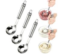 Meatball Maker Spoon, Stainless Steel Meatball Spoon Maker，3 | Press-to-Form Hollow Spoon Design, Non-Slip Extended Handle & Hanging Hole for Meat Balls, Fish Balls, Shrimp Balls