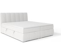 MEBLITO Lit double continental Kaspian avec compartiments de rangement, matelas H3, surmatelas 160x200 cm Soft 17 (Blanc)