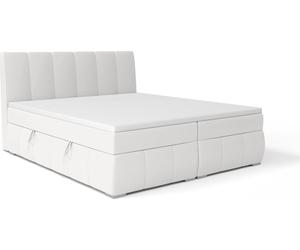 MEBLITO Lit double continental Kaspian avec compartiments de rangement, matelas H3, surmatelas 160x200 cm Soft 17 (Blanc)