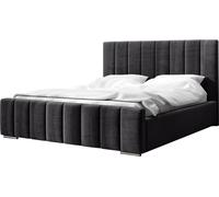 MEBLITO Lit rembourré Lit double Birk Chambre à coucher Lit coffre Matelas H3 120x200 cm Anthracite (Magic Velvet 2272)
