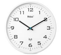 Horloge radiopilotée Mebus 13080 radiopiloté(e) 30 cm blanc mécanisme d'horloge silencieux
