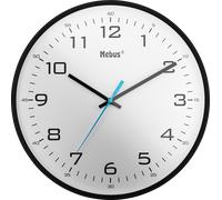 Horloge murale analogique à quartz, design classique, grands chiffres bien visibles, diamètre 30 cm / Couleur : noir et blanc / Modèle : 16247