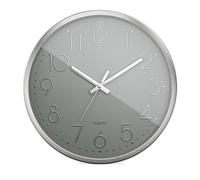Mebus Horloge Murale à Quartz - Mouvement Silencieux sans Bruit de tic-tac - Cadre en Aluminium - Cadran Arabe - Chiffres 3D - Aiguilles en Aluminium - 30 cm - Argenté/Gris