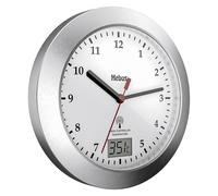 Horloge murale Mebus 41124 radiopiloté(e) 17 cm x 60 mm argent pour salle de bain / pièce humide