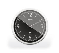 Mebus Horloge Murale Radio-pilotée 26 cm, silencieuse, Design Clair, Cadre argenté, Cadran Noir, modèle 19813 - Moderne et précis