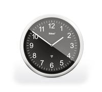 Mebus Horloge murale 19812 radio‑pilotée 26 cm silencieuse facile à lire cadran noir cadre argenté
