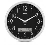 Mebus Horloge murale radio-pilotée analogique de 30 cm - Facile à lire et | Horloge radio-pilotée ronde sans bruit de tic-tac et grand cadran pour cuisine, salon, bureau, chambre d'enfant - Horloge