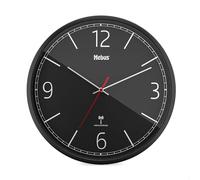 Mebus Horloge Murale Radio-pilotée I Mouvement Radio-piloté précis I Réglage Automatique de l'heure I Couleur : Noir I 30 cm